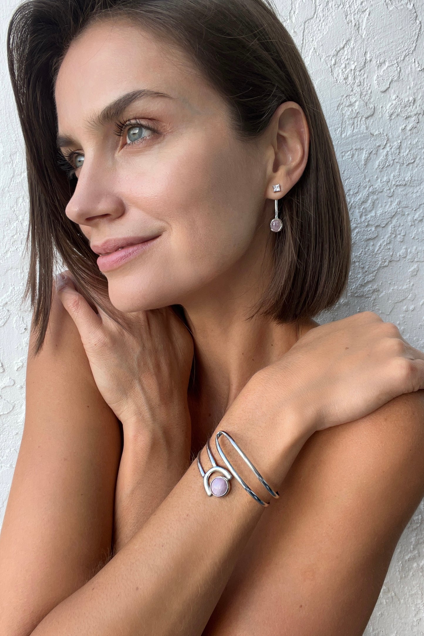 Ella earring, Kunzite, Sterling Silver