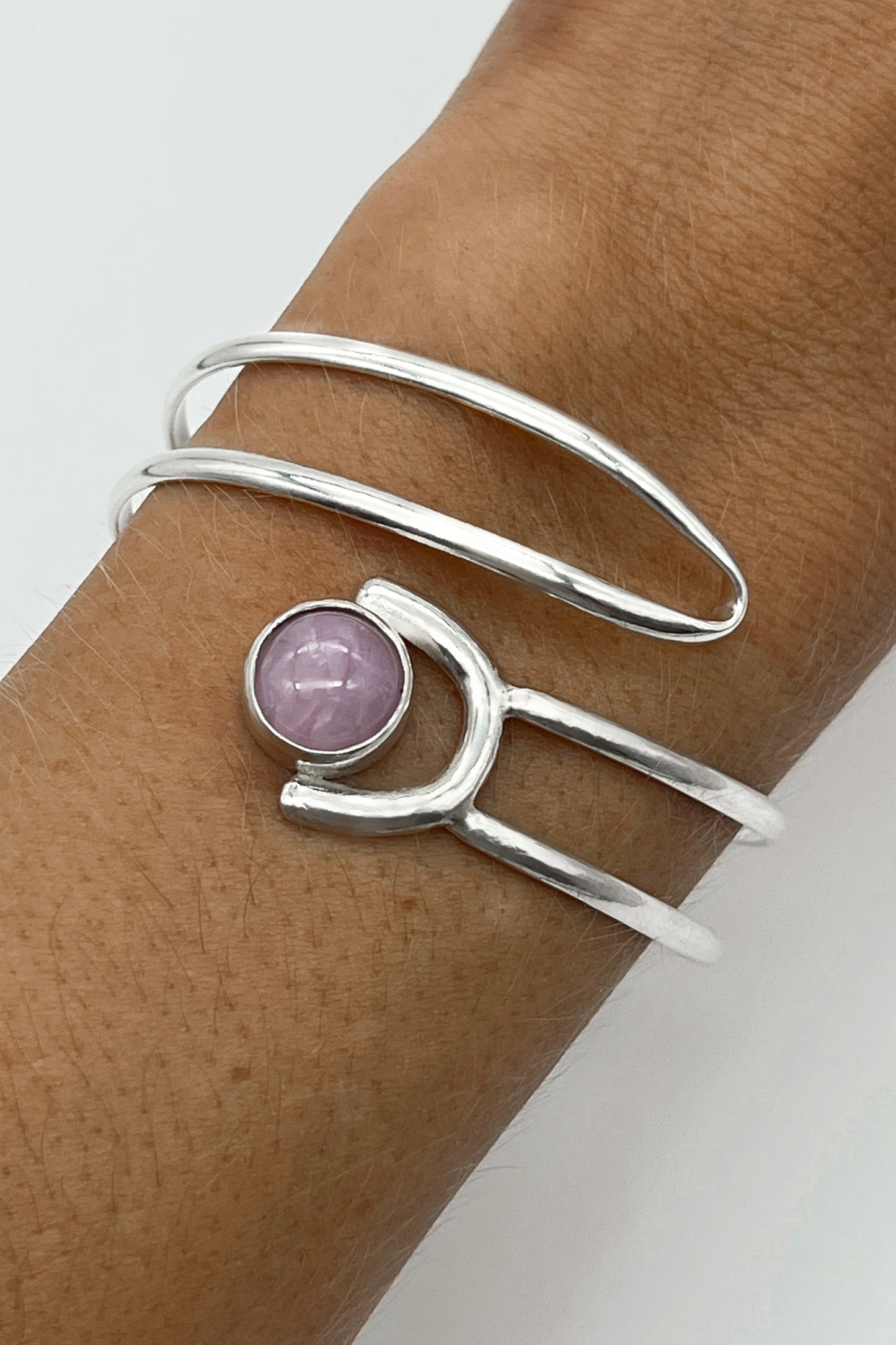 Collins cuff, Kunzite, Sterling Silver