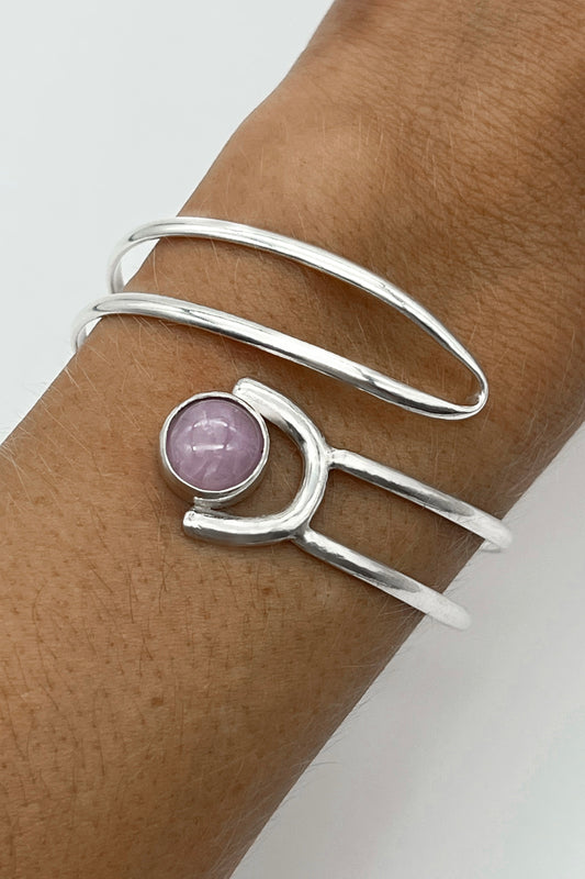 Collins cuff, Kunzite, Sterling Silver