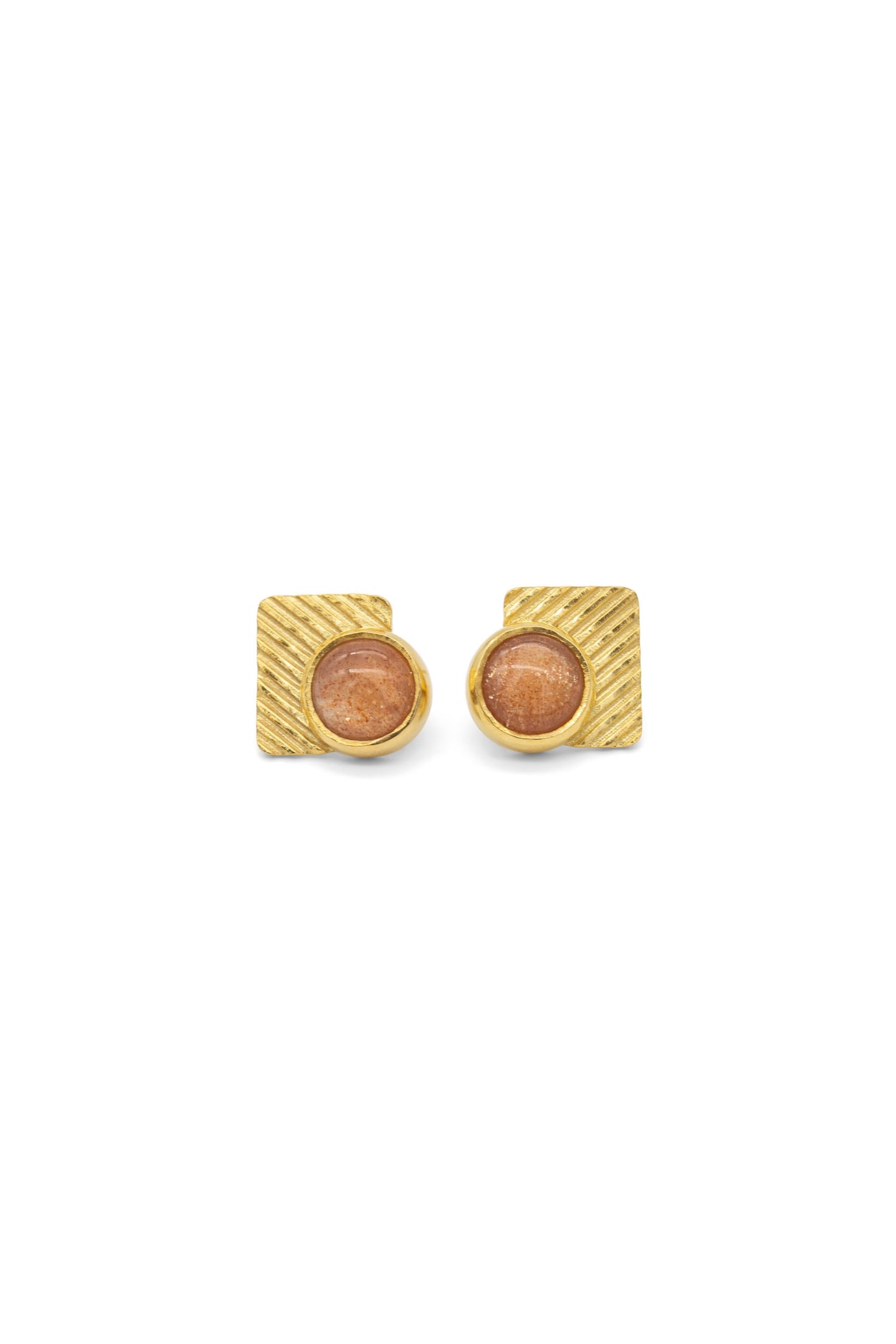 Deco earring, Sunstone, Gold Vermeil