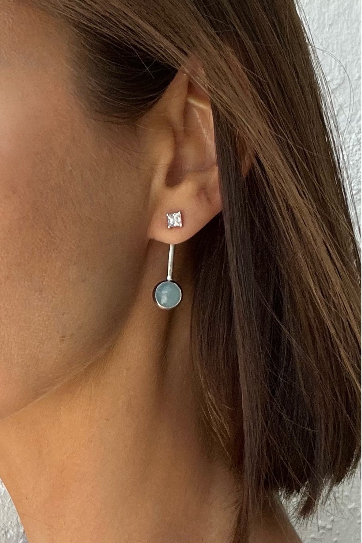 Ella earring, Aquamarine, Sterling Silver
