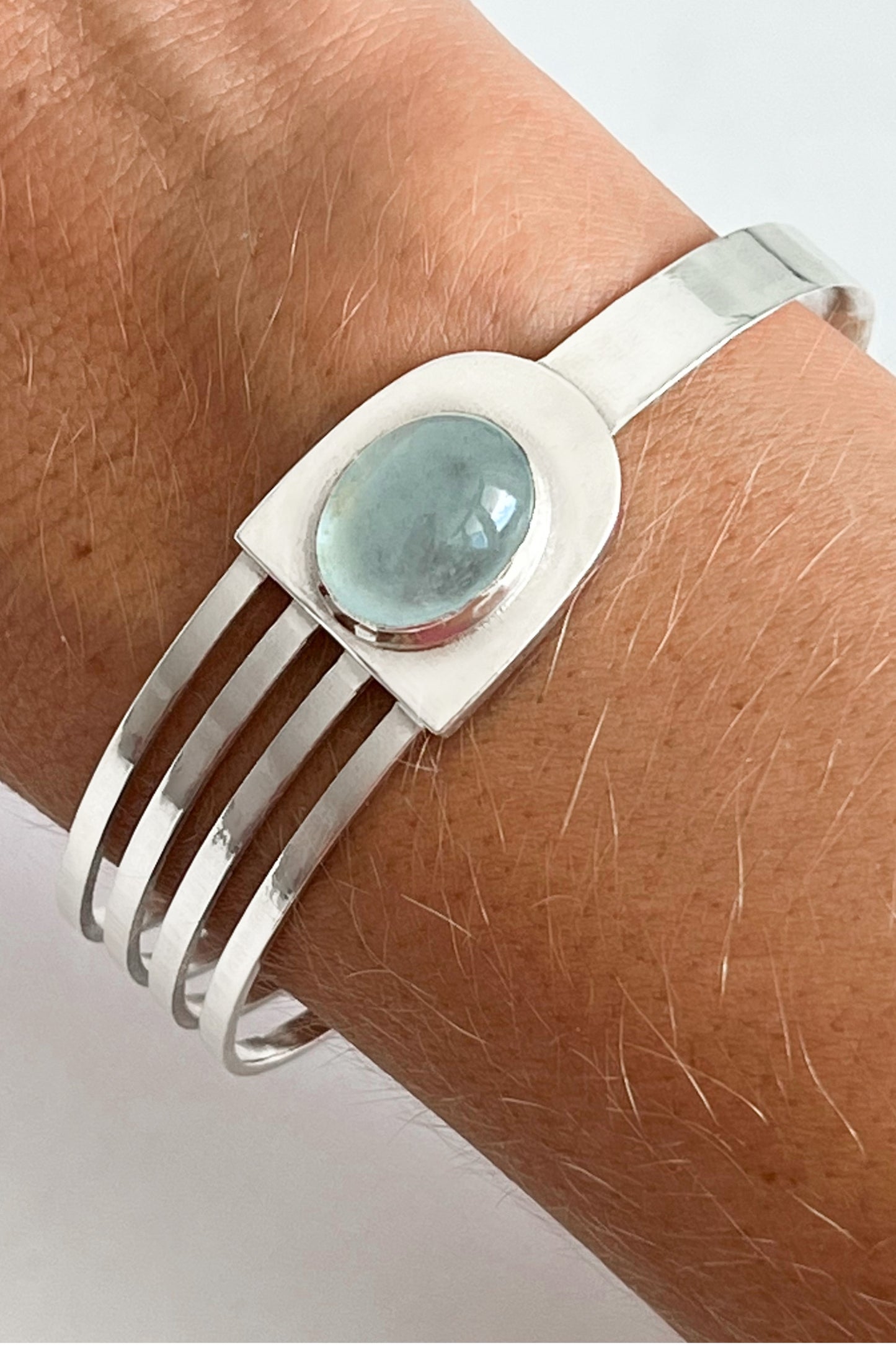 "DeCuff", Aquamarine, Sterling Silver