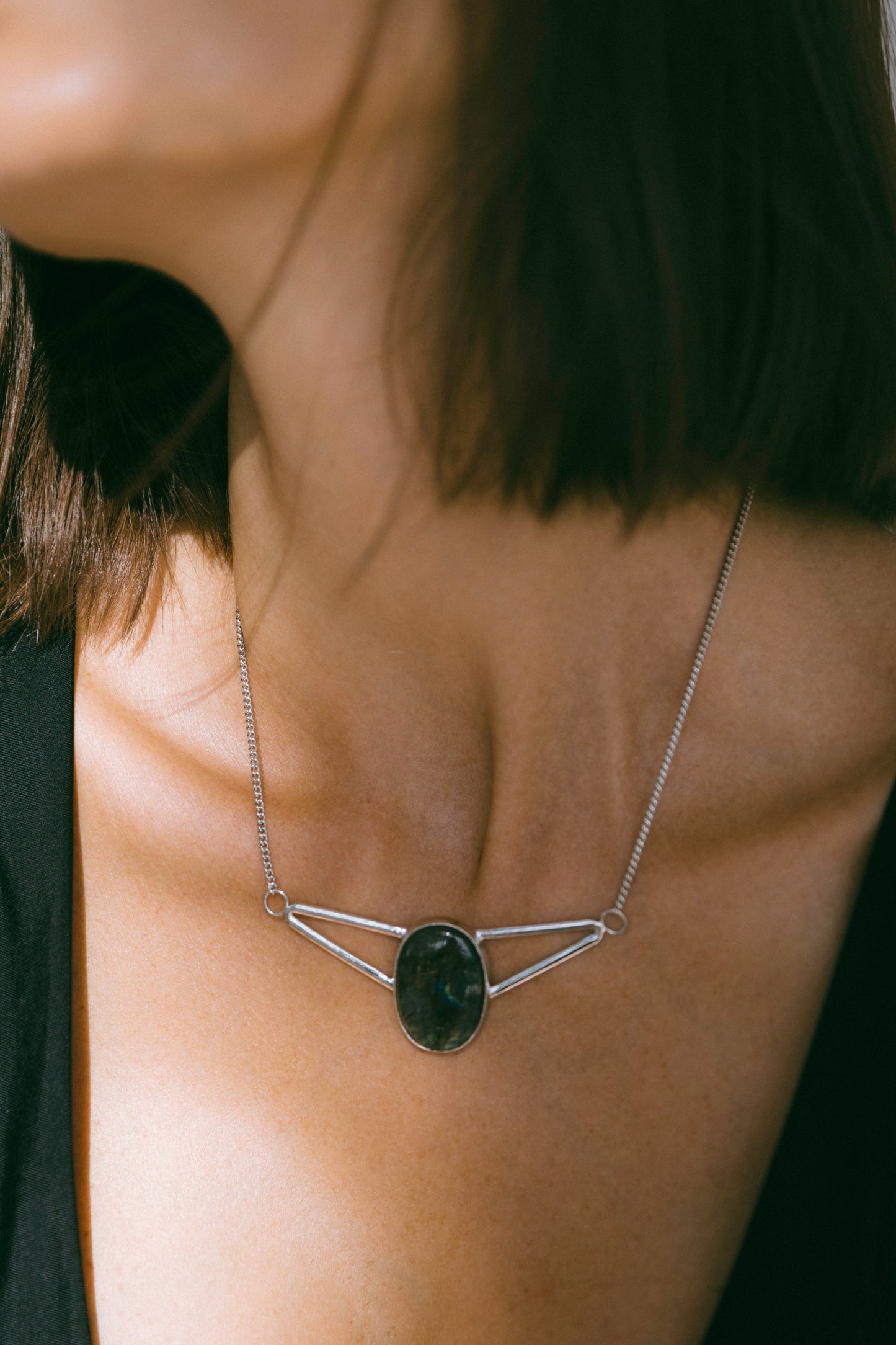 Deco necklace, Labradorite, Sterling Silver