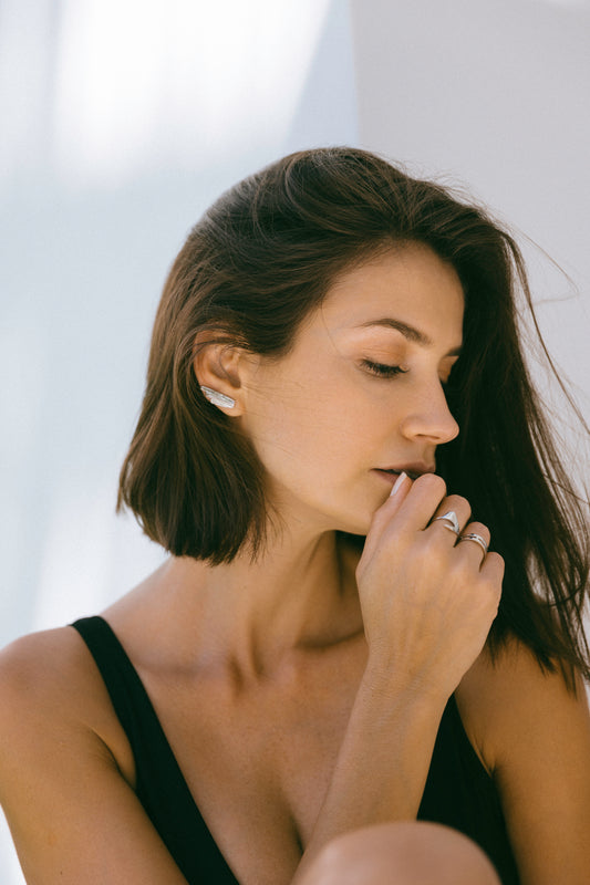 Deco ear climber, Sterling Silver