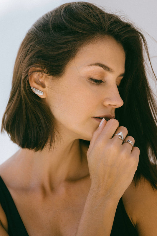 Deco ear climber, Sterling Silver