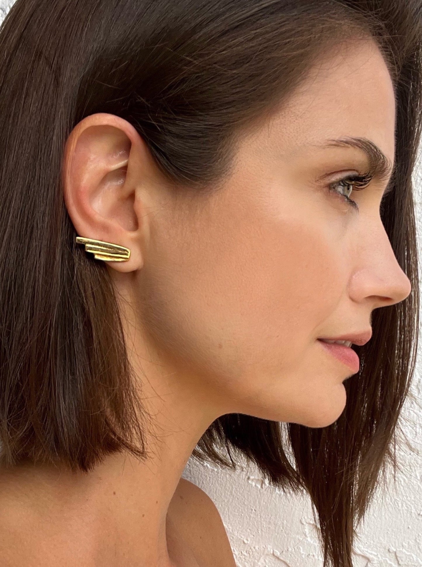 Deco ear climber, Gold Vermeil