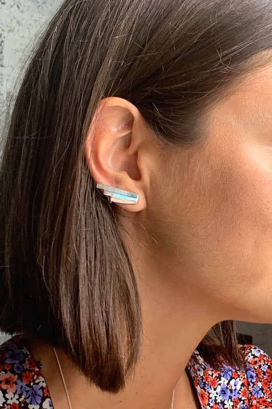 Deco ear climber, Sterling Silver