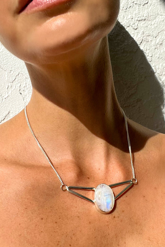 Deco necklace, Moonstone, Sterling Silver