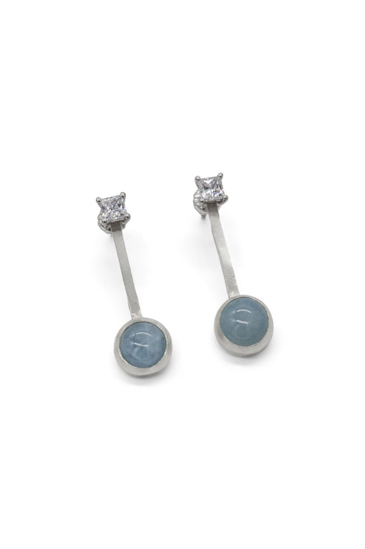 Ella earring, Aquamarine, Sterling Silver