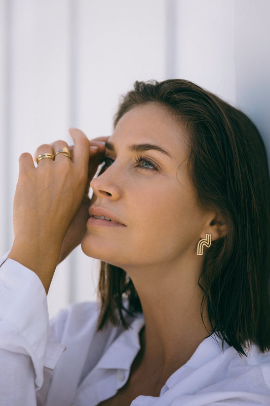 Flow earring, Gold Vermeil