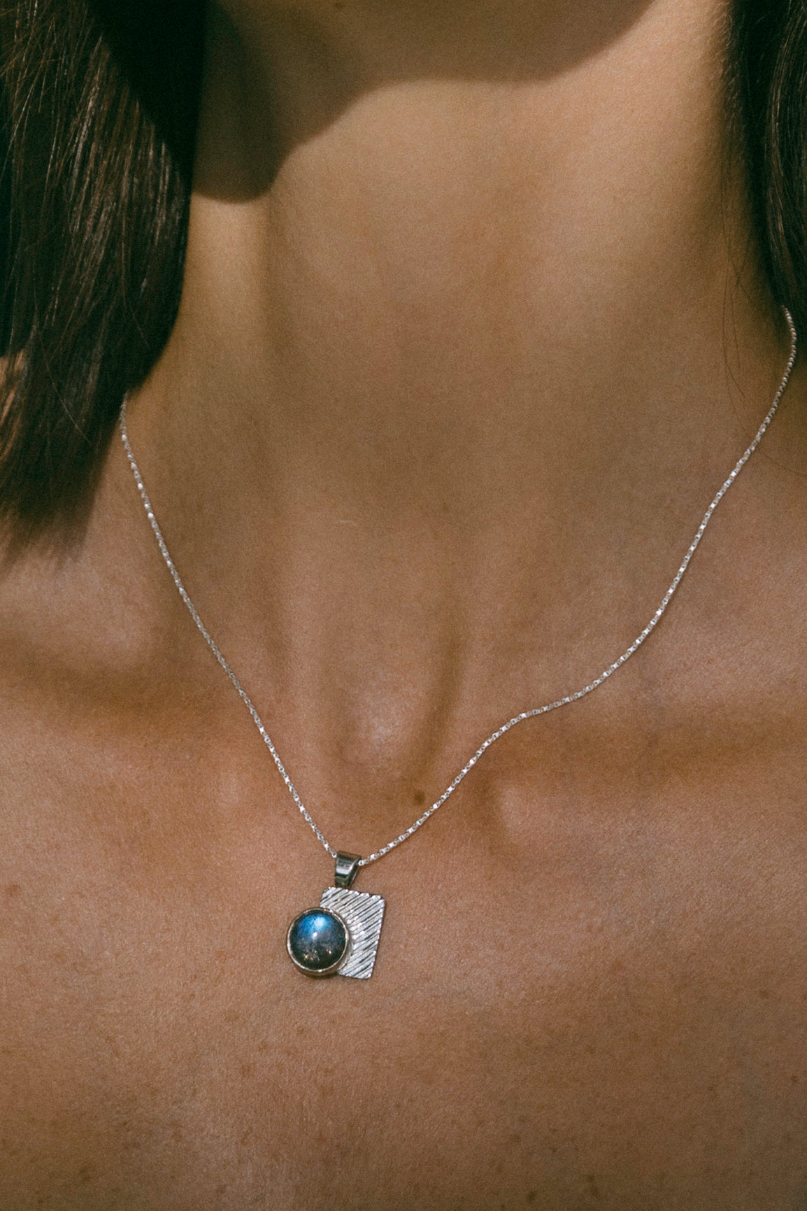 Deco pendant, Labradorite, Sterling Silver